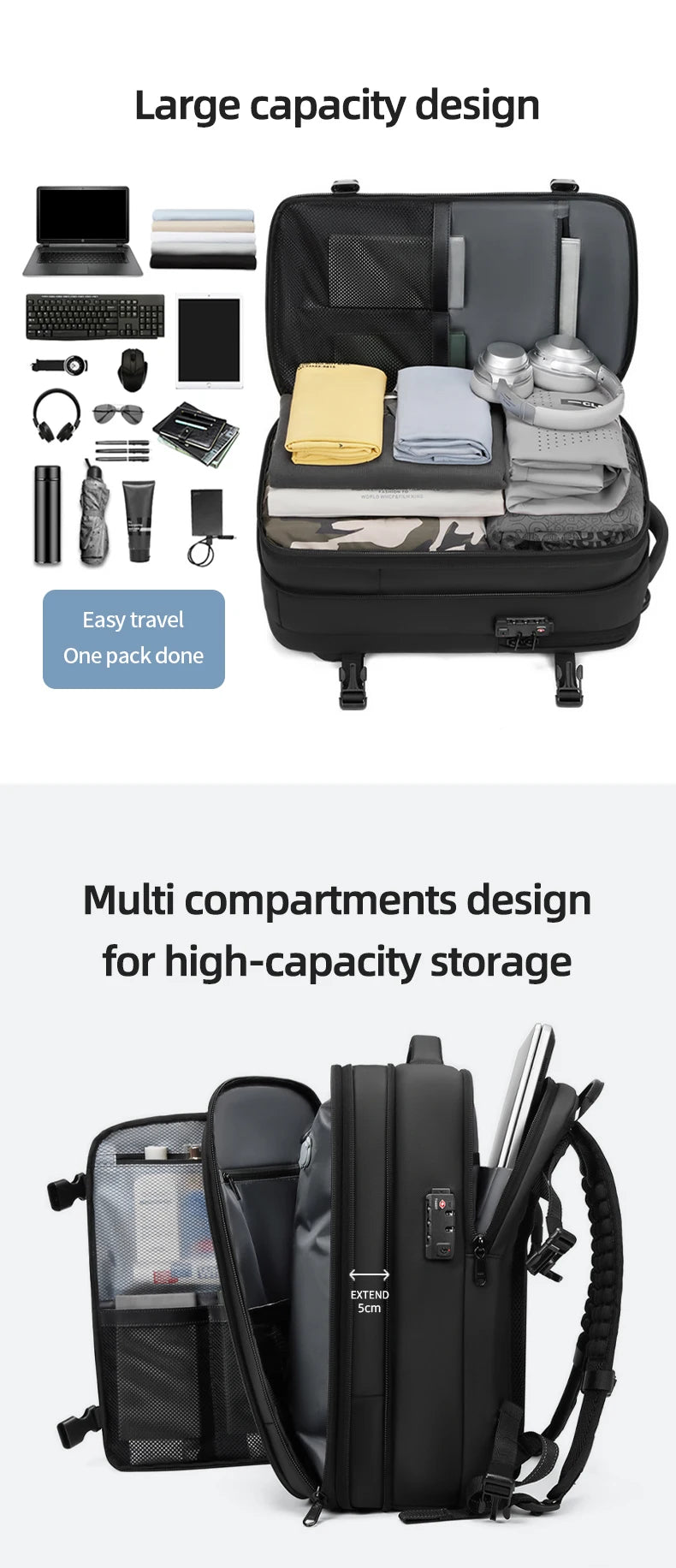 Vacuum Compression Travel Laptop Backpack