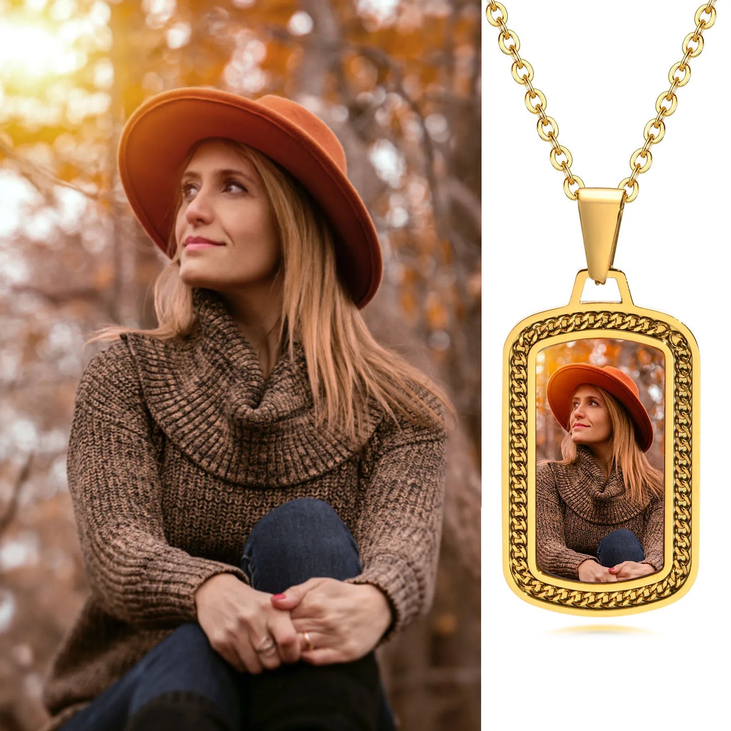 Custom Engraved Photo Pendant Necklace