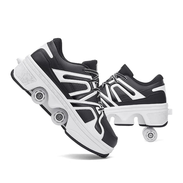 Kids & Adults Roller Skate Shoes – 4-Wheel Deformation Sneakers