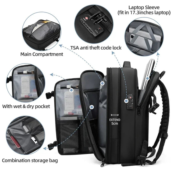 Men’s Travel Laptop Compression Backpack
