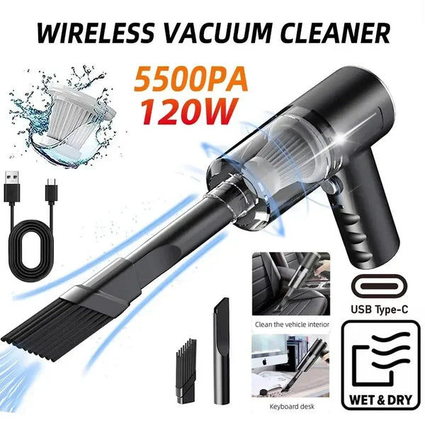 Portable Wireless Car Vacuum Cleaner – High Power 120W