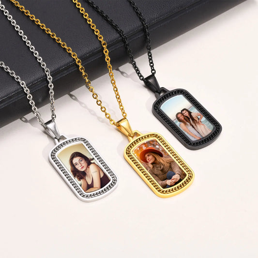 Custom Engraved Photo Pendant Necklace